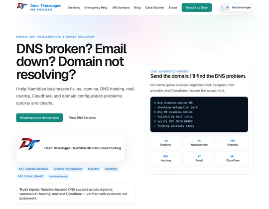 Dean Theisinger website screenshot