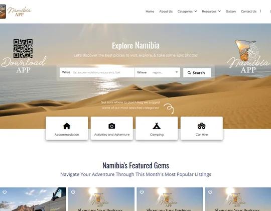 Namibia App website screenshot