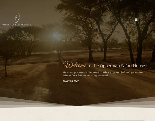 Opperman Safari House website screenshot